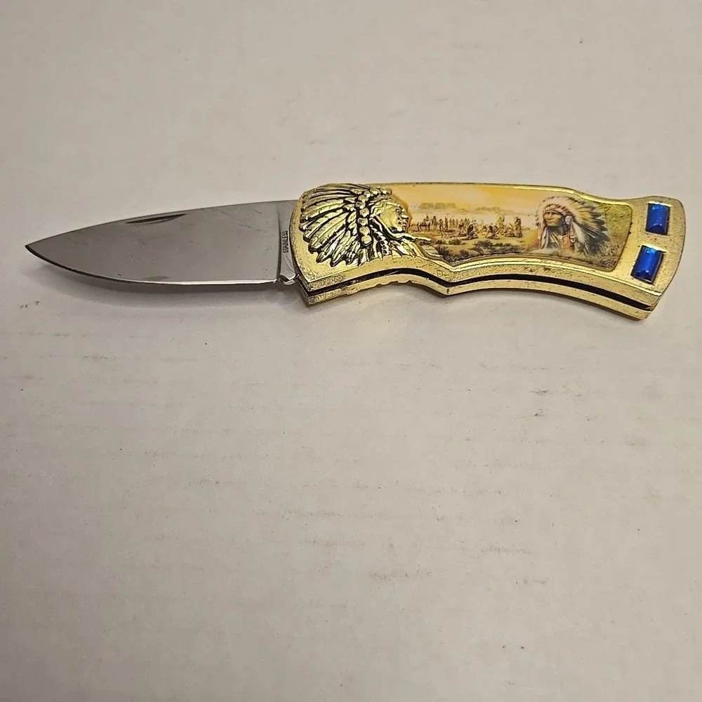 Knife Folding Native‎ American Indian Warrior Used